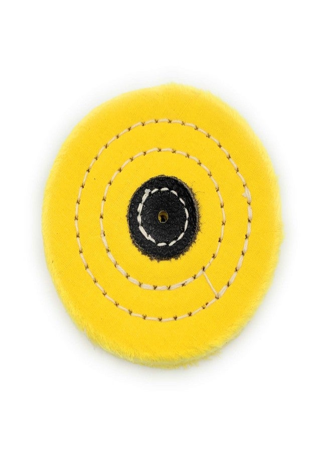 Aone Polishing Yellow Muslin Cloth Buff 4"x50 Folds 2pc Stitched Buffing Wheel with Leather Hub to Polish & Buff Gold, Silver & Other Metals for Jewellery, Watchmaking, Hobby Craft for Bench Grinder - Image 3